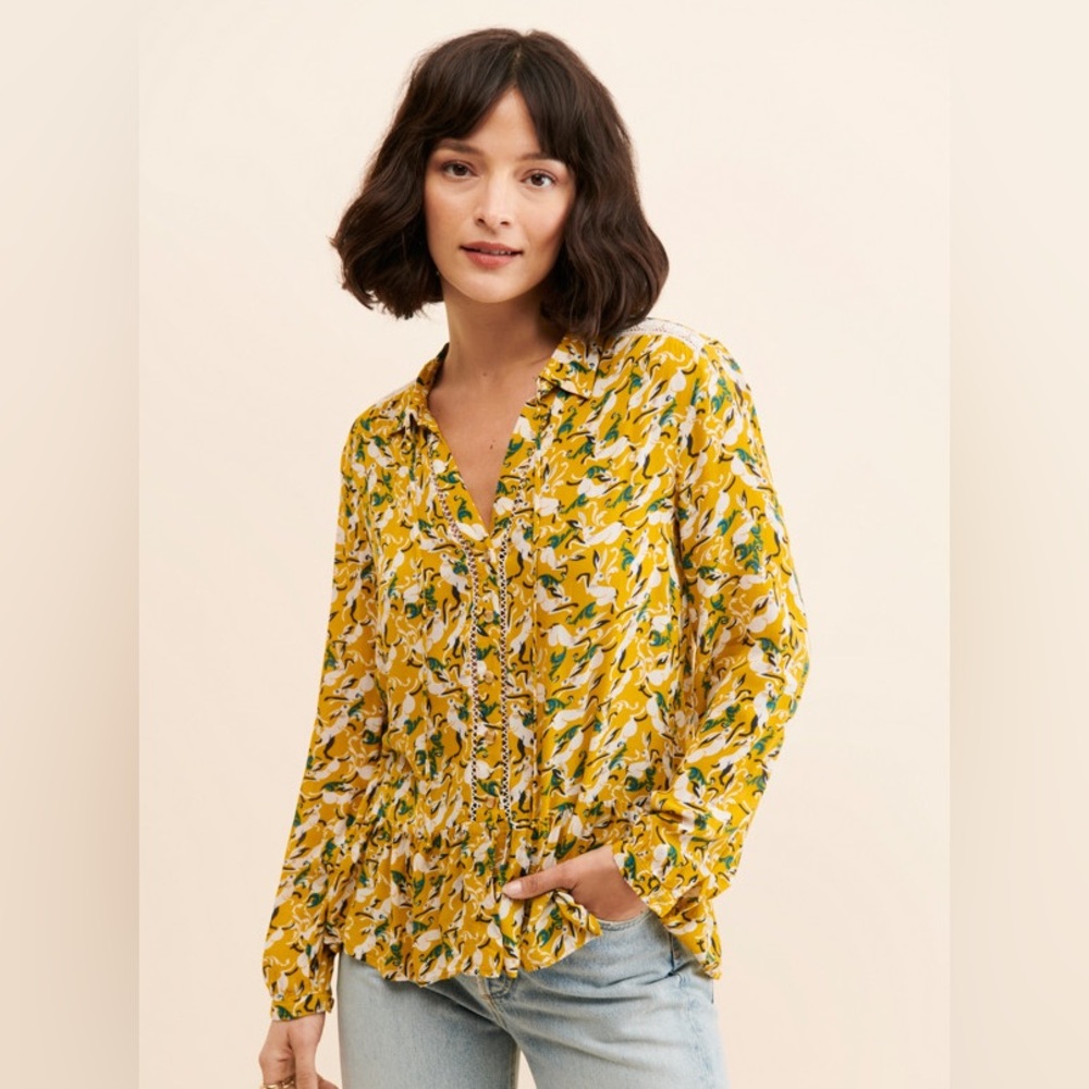 Maeve Anthropology "Janie Flounced Peasant Blouse" Size 10